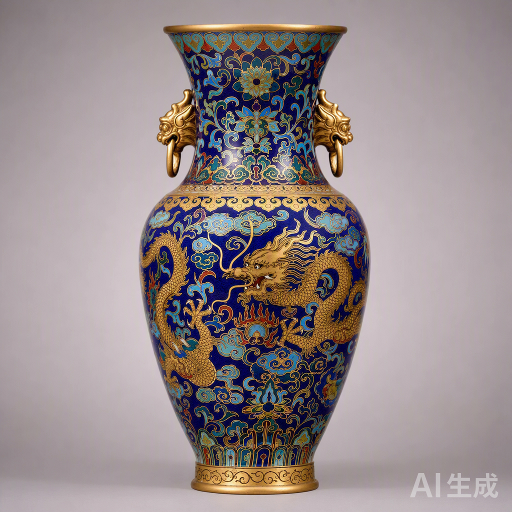 景泰蓝掐丝珐琅宫廷花瓶 Cloisonné Palace Vase