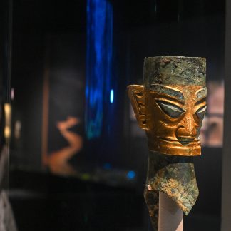 Sanxingdui Gold-Masked Bronze Head Replica