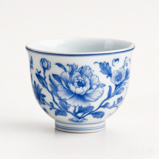 Hand-Painted Blue & White Tea Cup