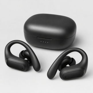Sport AI Earbuds with Ear Hooks — Black
